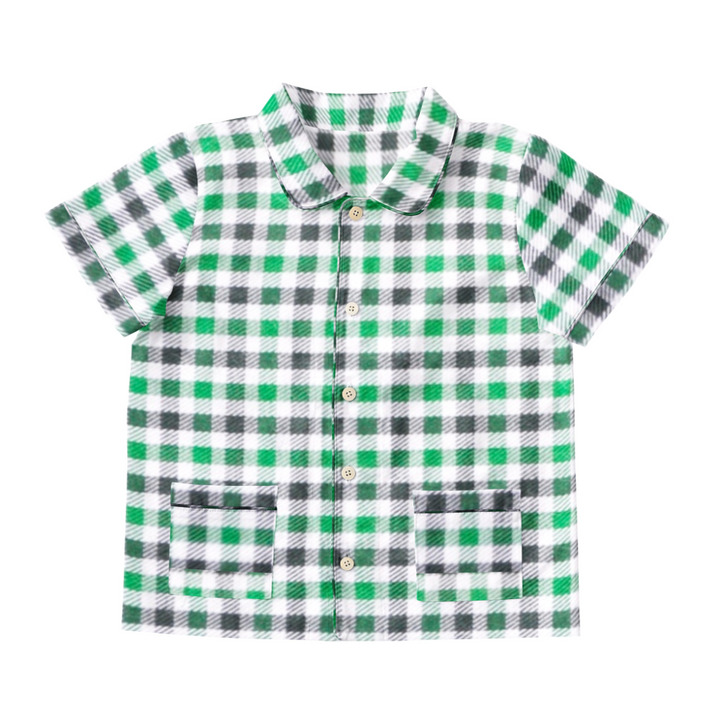 The Baby Atelier Short Sleeves Pajama Set - Green &amp; Black Checks