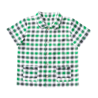 The Baby Atelier Short Sleeves Pajama Set - Green & Black Checks