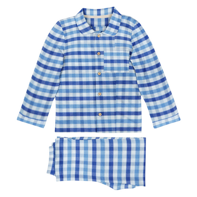 The Baby Atelier Full Sleeved Pajama Set - Shaded Blue Checks