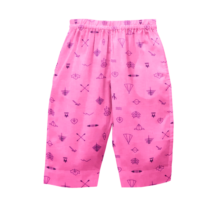 The Baby Atelier Short Sleeves Pajama Set - Pink Line Drawing