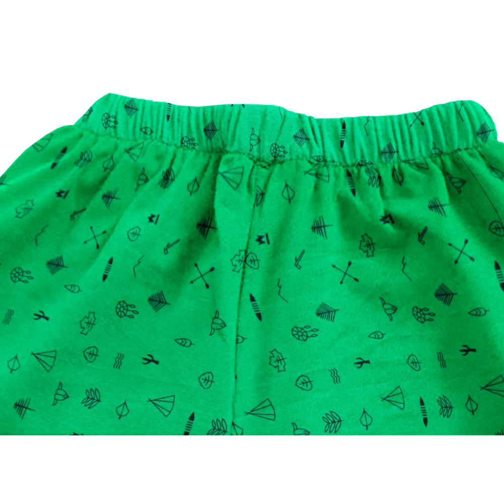 The Baby Atelier Pajama Shorts Set - Green Line Drawing