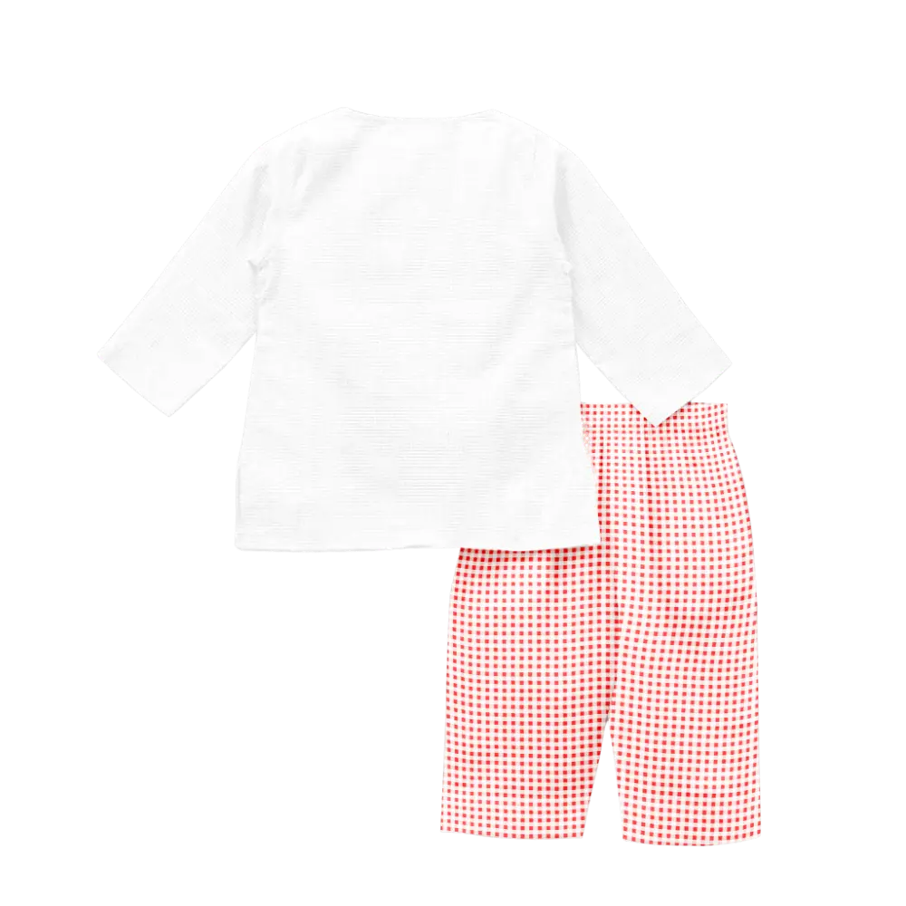 The Baby Atelier 100% Organic Pyjama Kurta Set Red Checks
