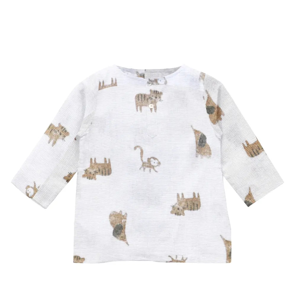 The Baby Atelier 100% Organic Pyjama Kurta Set Brown Monkey
