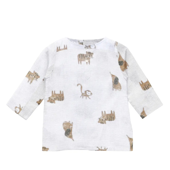The Baby Atelier 100% Organic Pyjama Kurta Set Brown Monkey
