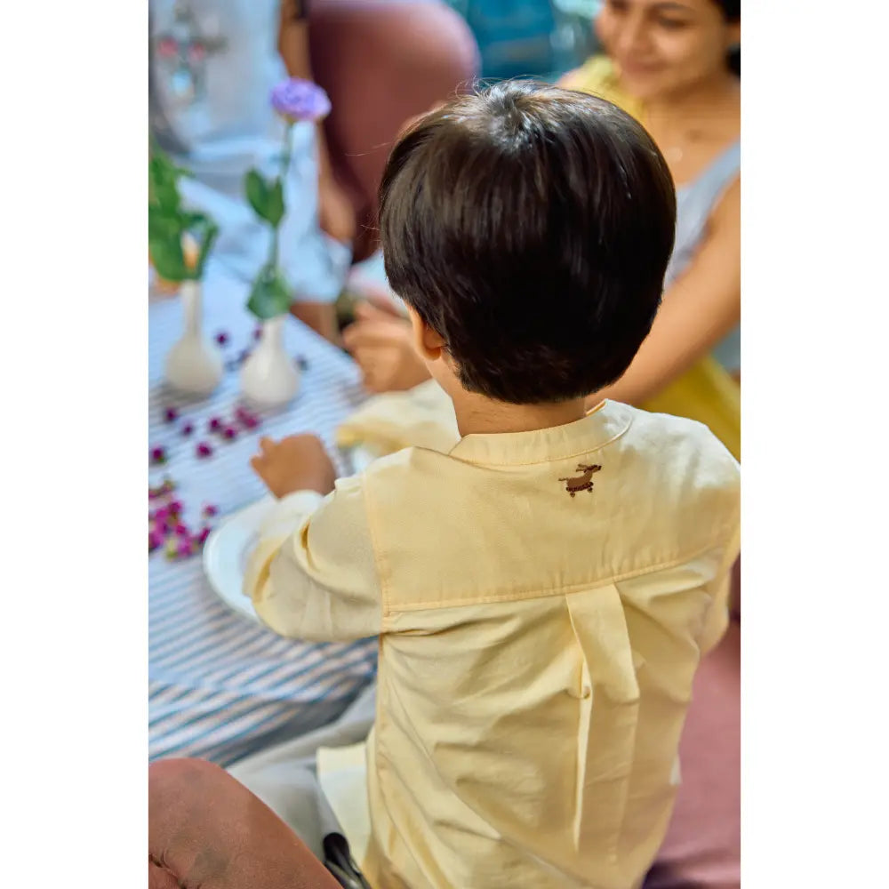 The Baby Trunk Unisex Yellow Band Collar Shirt | 0 to 24 Months