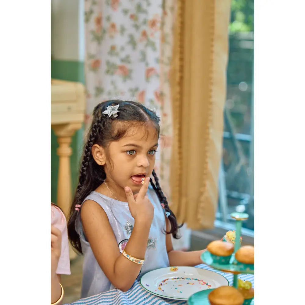 The Baby Trunk - Mouse Shift Dress &amp; Starsequin Tictac For Girls | Blue Lurex