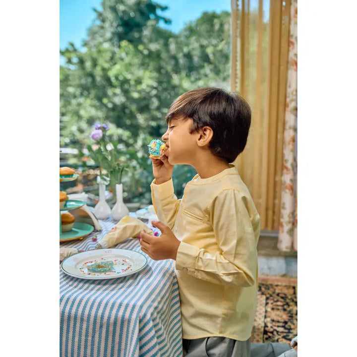 The Baby Trunk Unisex Yellow Band Collar Shirt | 0 to 24 Months