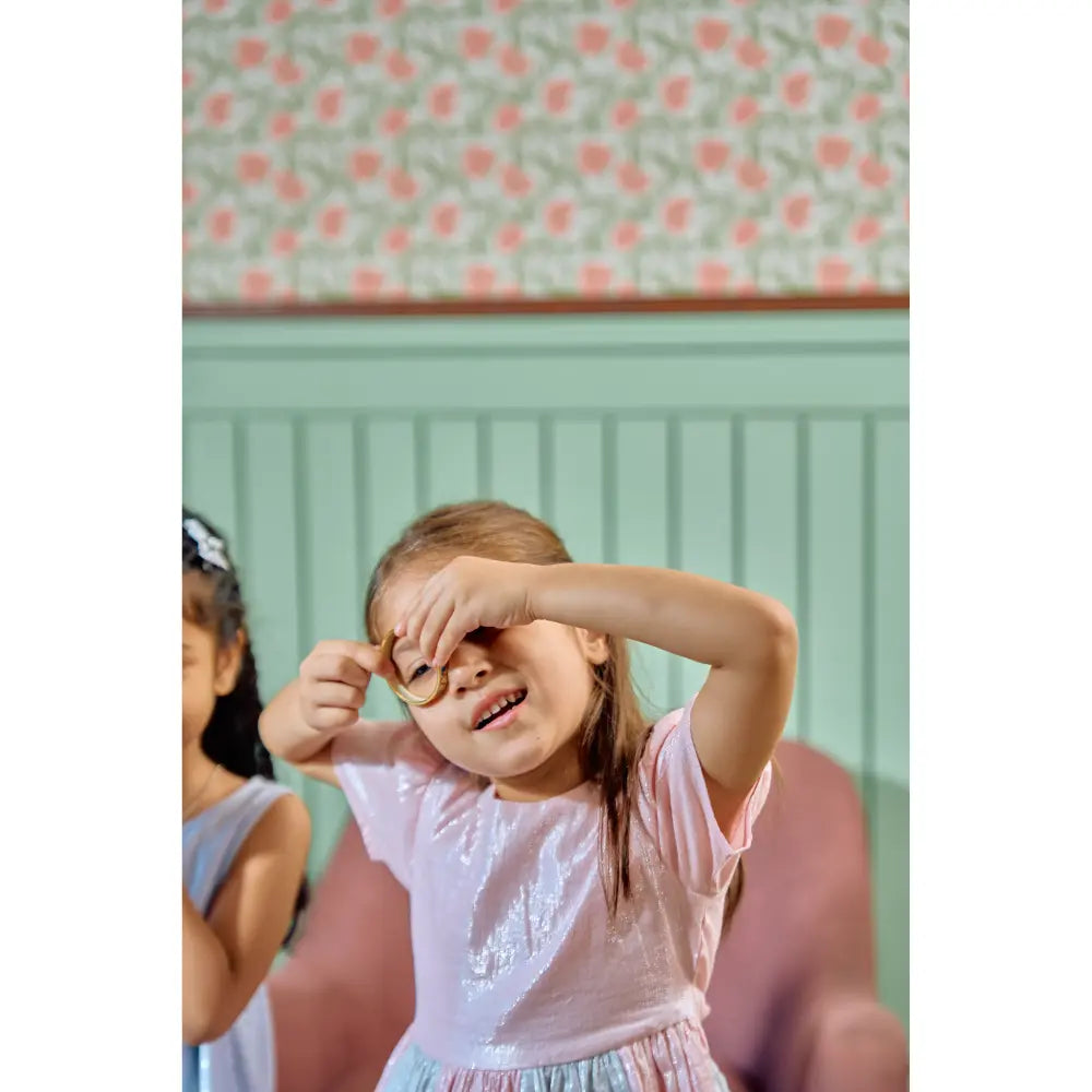 The Baby Trunk Metallic Panel Dress For Girls - Pink &amp; Grey