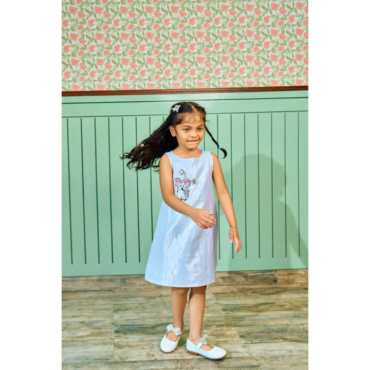 The Baby Trunk - Mouse Shift Dress &amp; Starsequin Tictac For Girls | Blue Lurex