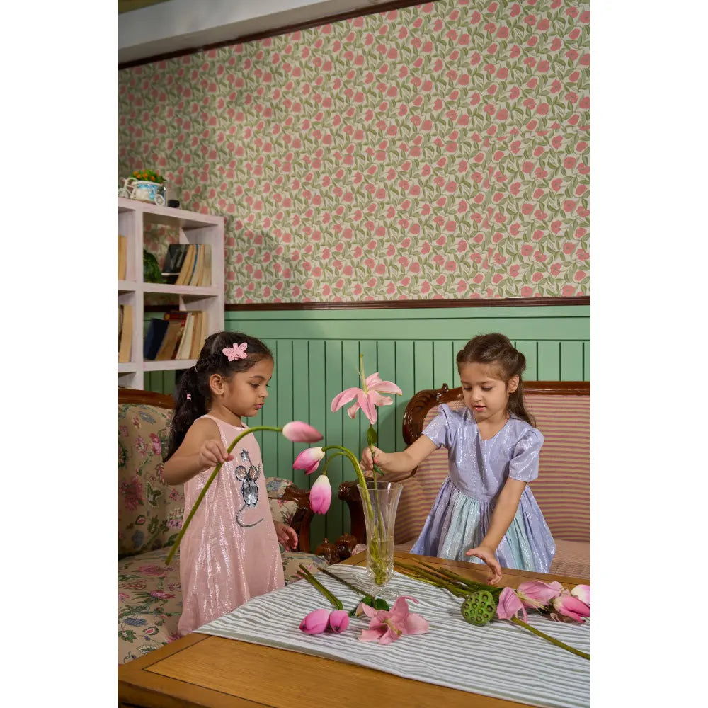 The Baby Trunk - Mouse Shift Dress &amp; Starsequin Tictac For Girls | Strawberry Pink Lurex