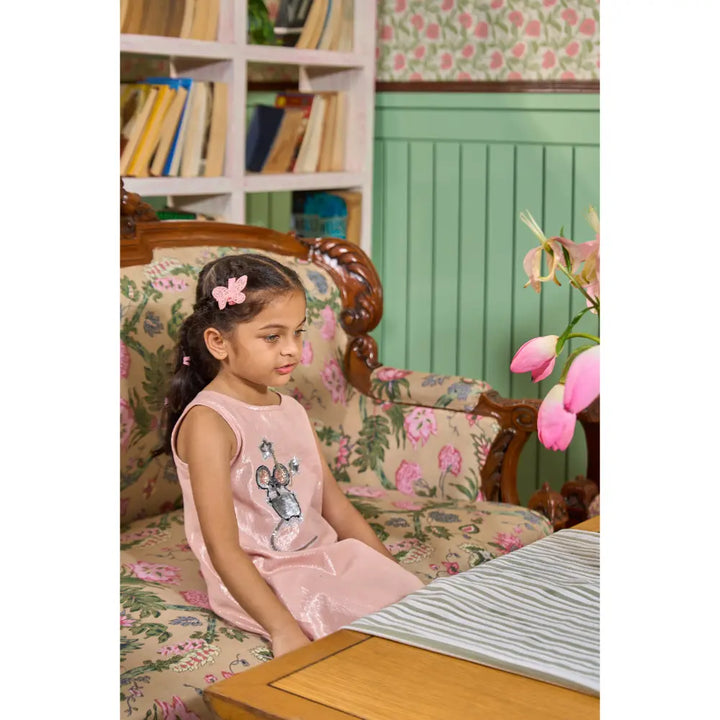 The Baby Trunk - Mouse Shift Dress &amp; Starsequin Tictac For Girls | Strawberry Pink Lurex