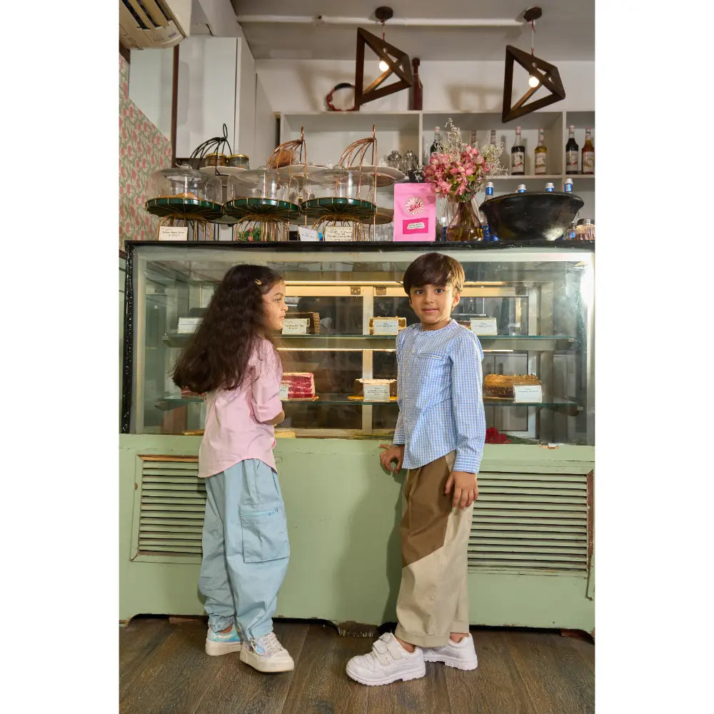 The Baby Trunk Unisex Comfy Patch Pants - Beige+Brown