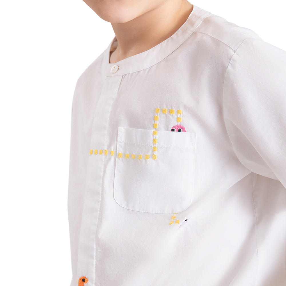 The Baby Trunk Baby Boy Pacman Embroidered Shirt