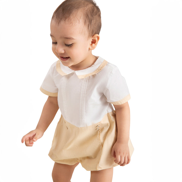 The Baby Trunk Newborn Organic Cotton One-Piece - Beige
