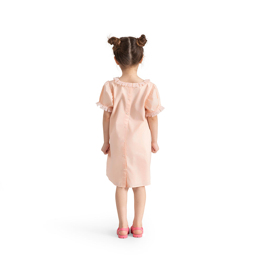 The Baby Trunk Baby Girl Blush Bow Cotton Dress