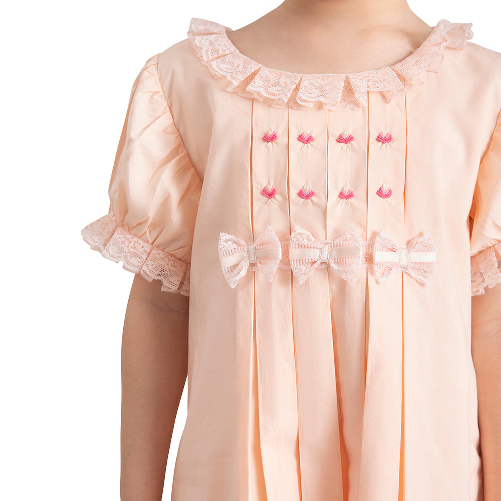 The Baby Trunk Baby Girl Blush Bow Cotton Dress