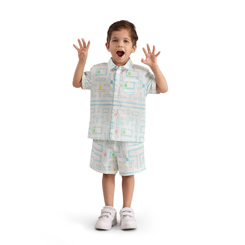 The Baby Trunk Baby Boy Printed Pacman Co-ord Set