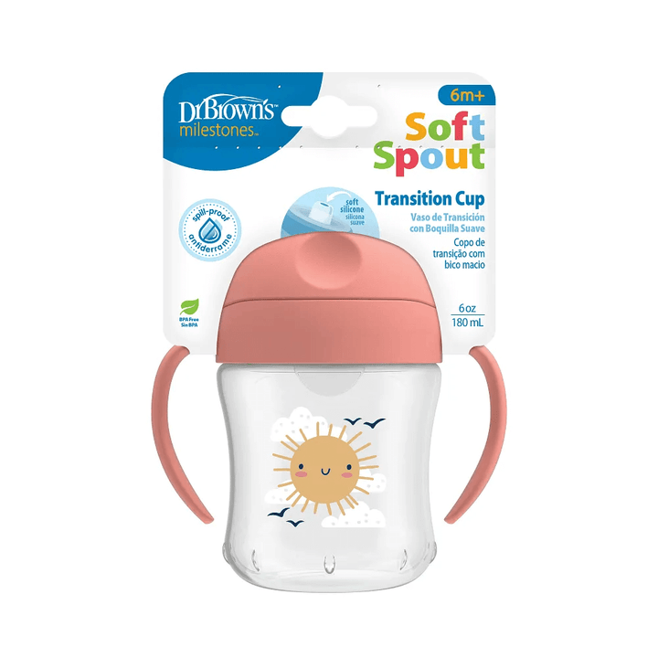Dr. Brown’s 6 oz/180 mL Soft-Spout Transition Cup with Handles Sunshine (6m+) 1-Pack