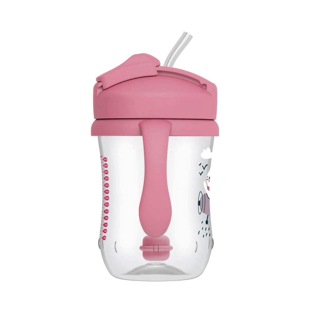 Dr. Brown’s 9 oz/270 mL Baby’s First Straw Cup with Handles Pink Bunny (6m+) 1-Pack