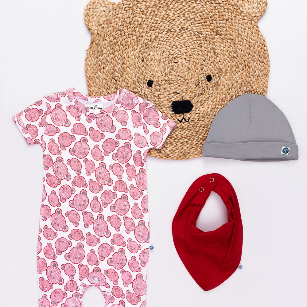 Cotton Bug Romper Suit - Teddy