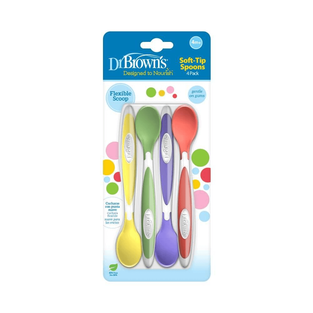Dr. Brown’s Soft-Tip Spoons, 4-Pack (Yellow, Green, Purple, Red)