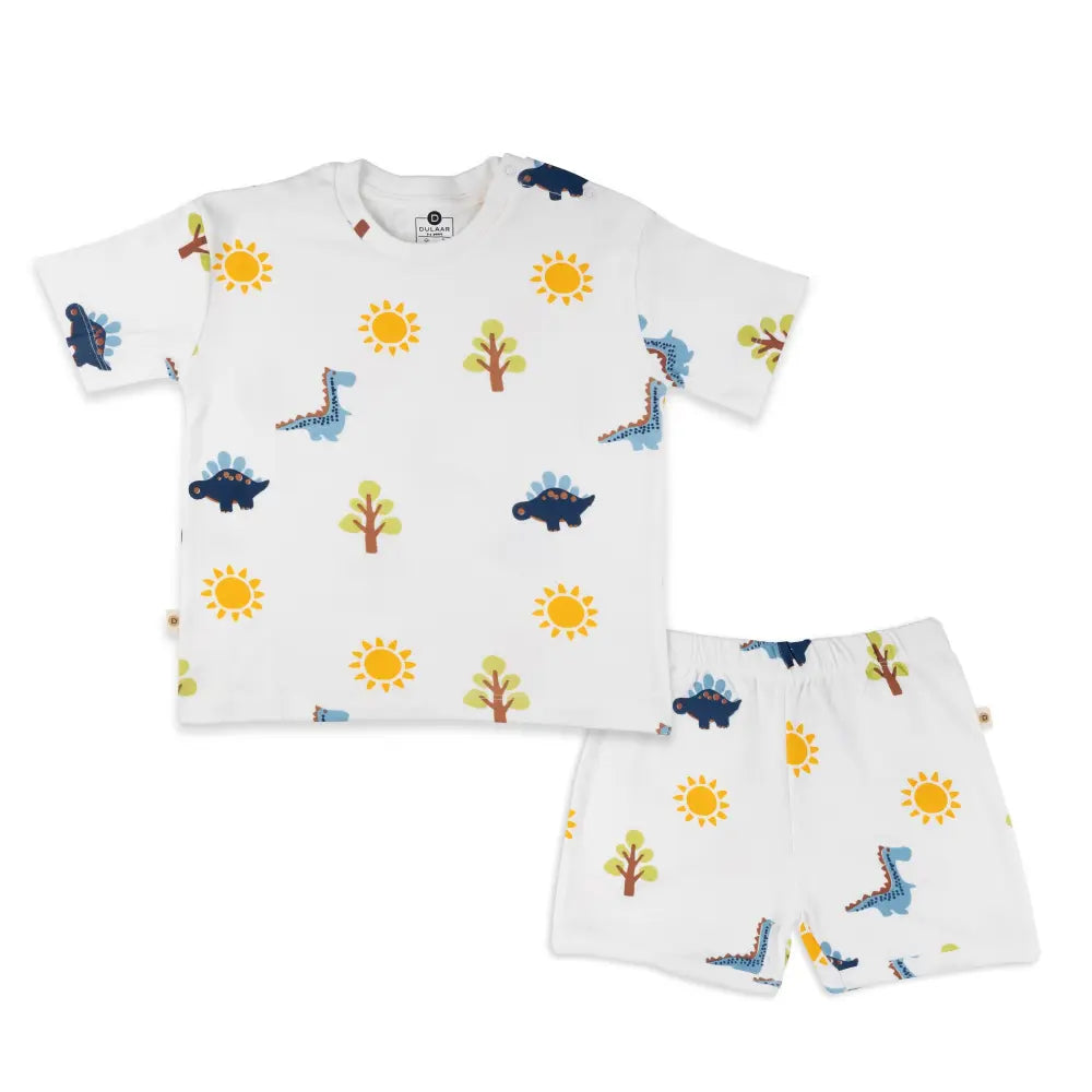 Dulaar Organic Tee &amp; Shorts Co-ord Set - A Day with Dinos (OG)