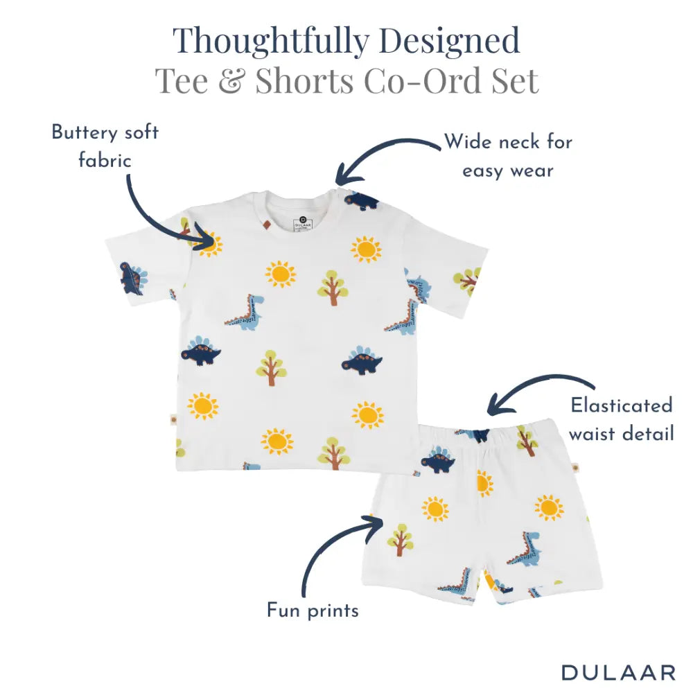 Dulaar Organic Tee &amp; Shorts Co-ord Set - A Day with Dinos (OG)