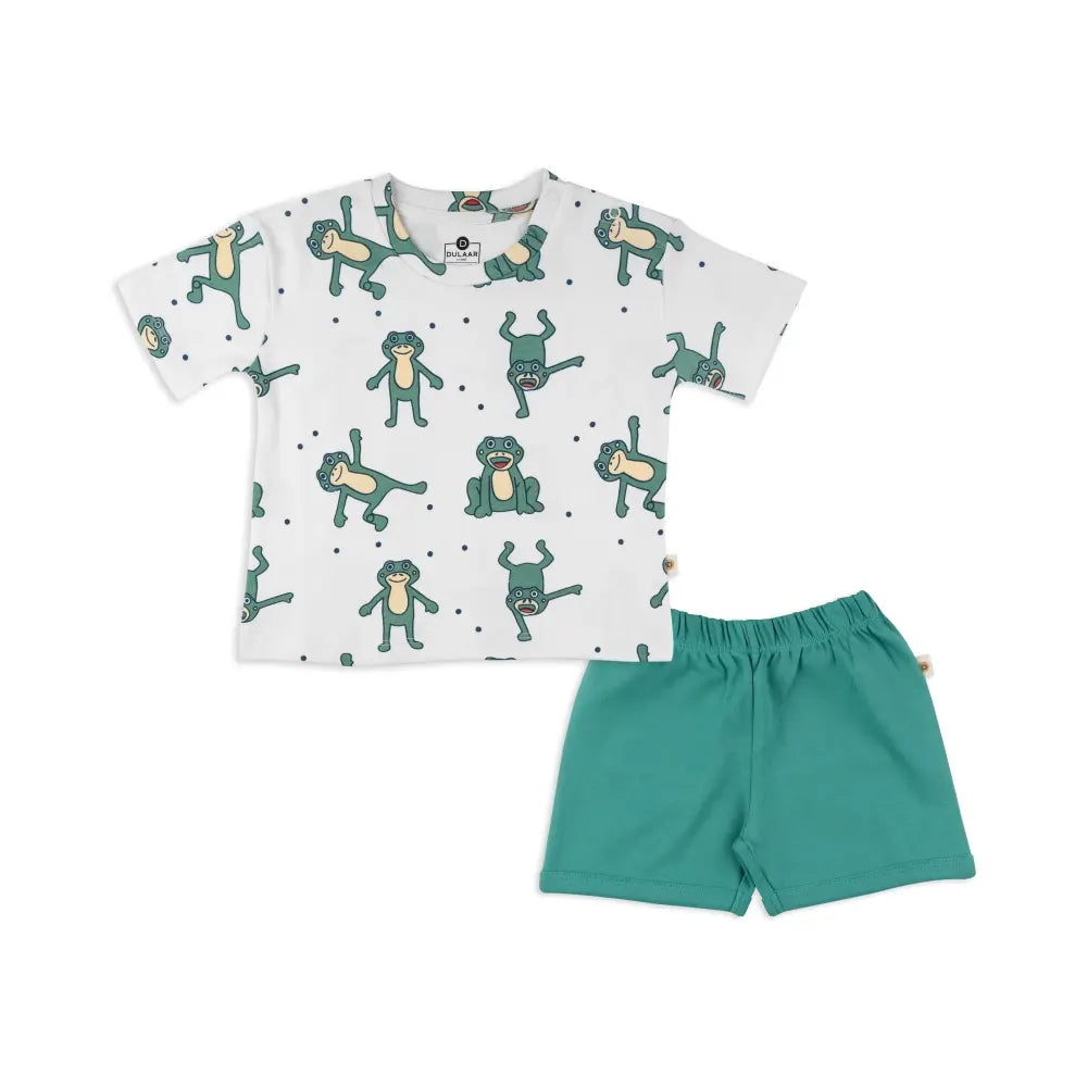 Dulaar Organic Tee &amp; Shorts Co-ord Set - Hoppy Froggy