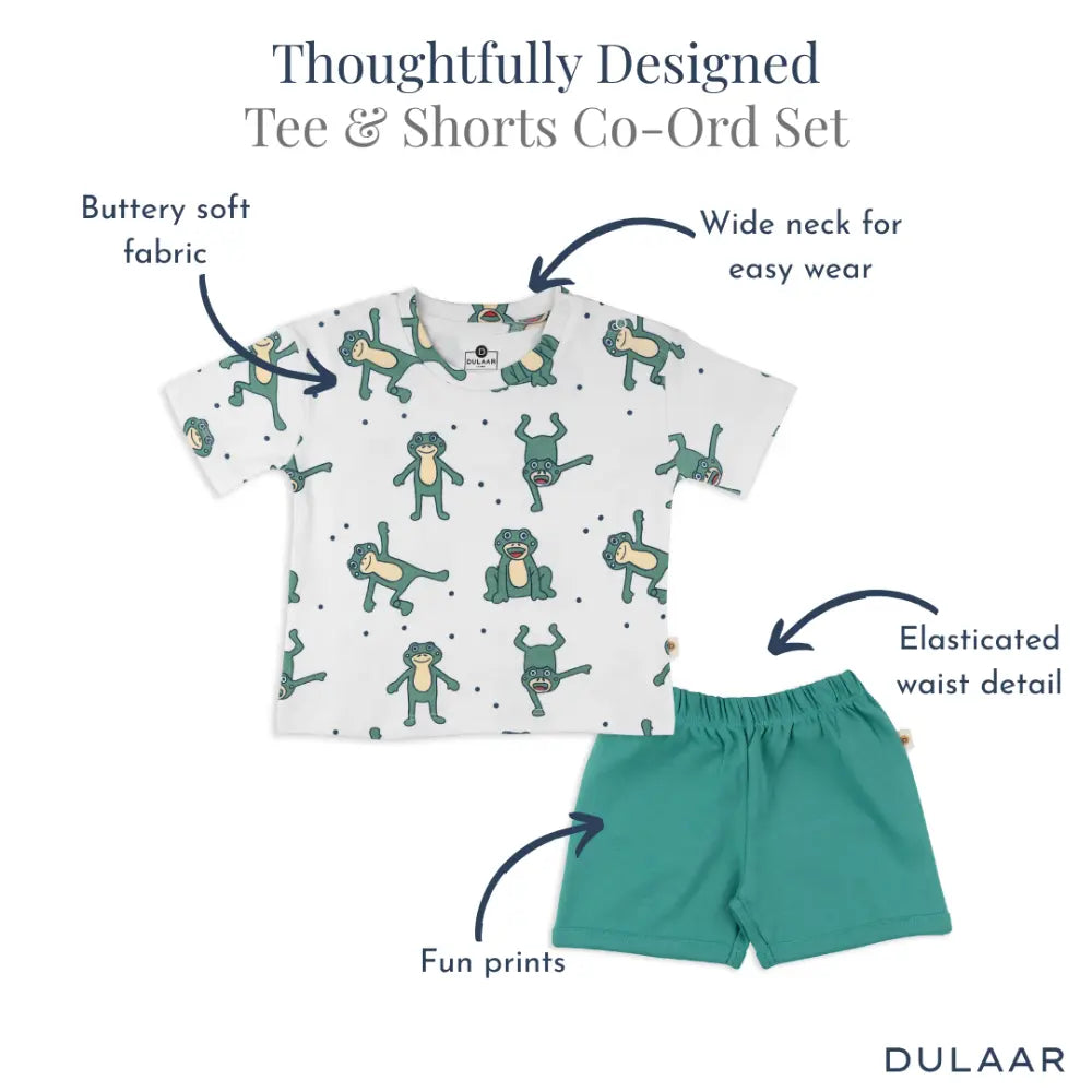 Dulaar Organic Tee &amp; Shorts Co-ord Set - Hoppy Froggy