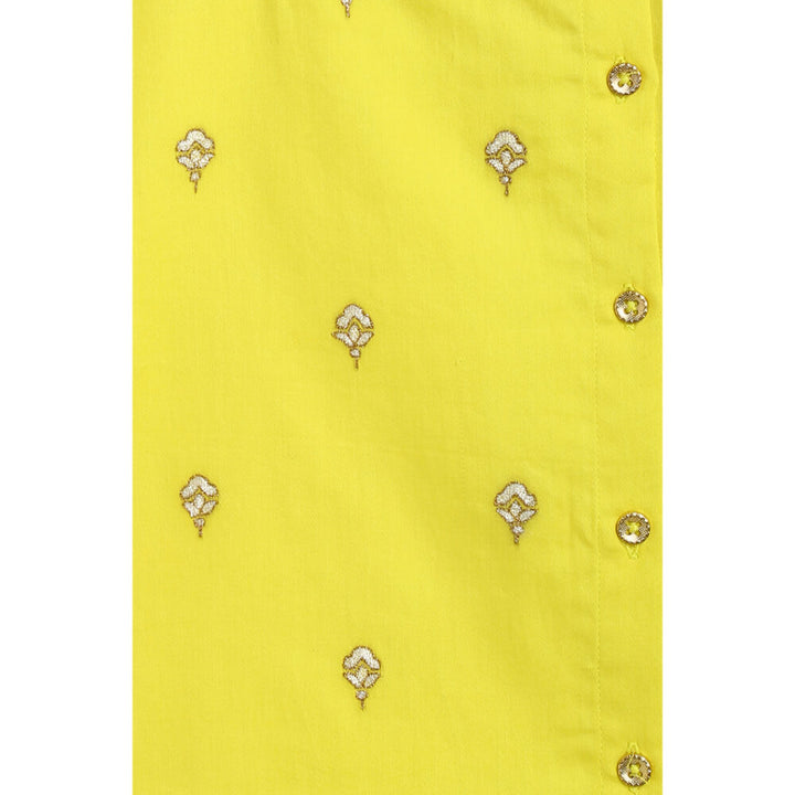 Tiber Taber Baby Boy Dhoti Kurta Premium Cotton Set Embroidered- Yellow