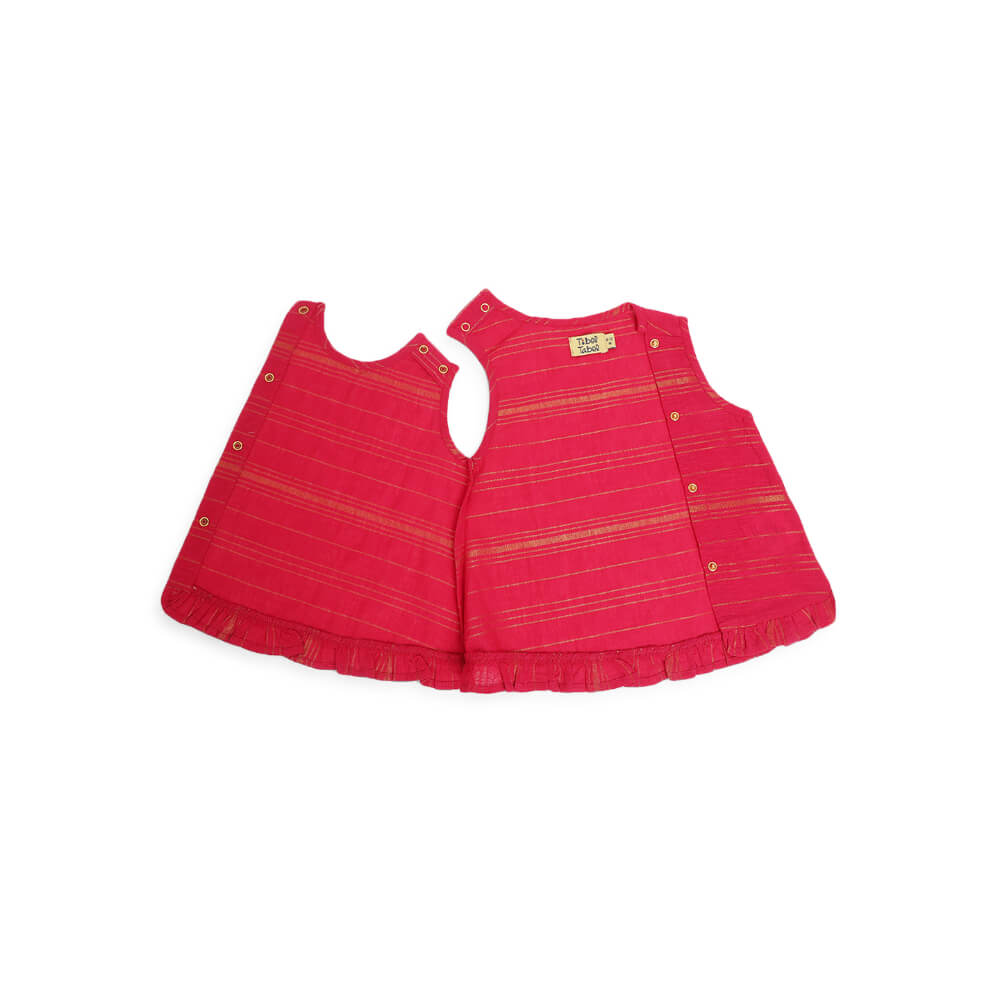 Tiber Taber Baby Girl Zari Stripe Jhabla Set