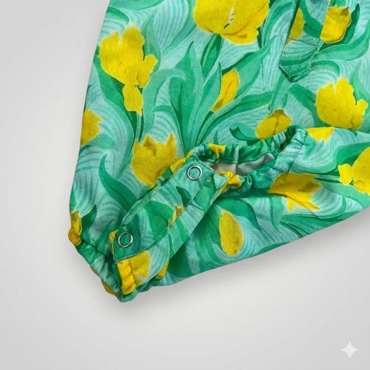 Bhaakur Organic Cotton Tulip Print Onesie - Green