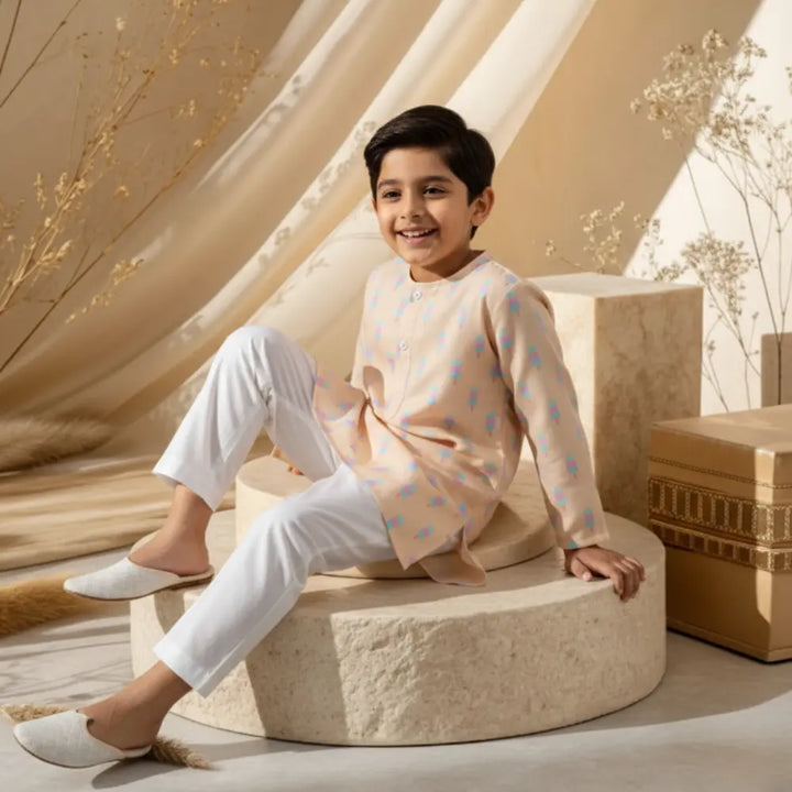 Liz Jacob Comfortable Light Cotton Nightwear Pyjama Sets - Sweet Dreams - Orange