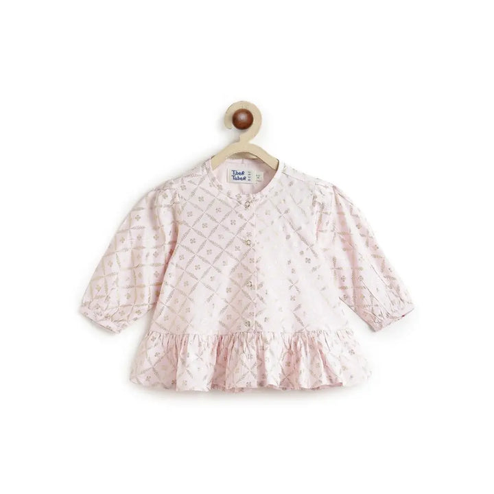 Tiber Taber 100% Viscose Woven Full Sleeves Top Set - Pink