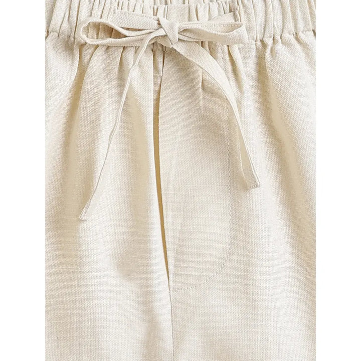 Tiber Taber Cotton Woven Half Sleeves Embroidered Seaside Treasure Co-ord Set - Cream