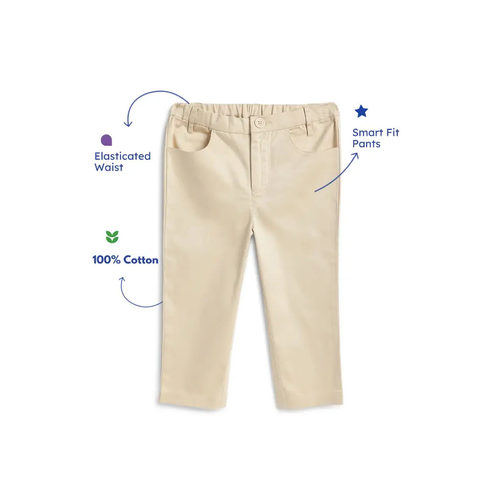Tiber Taber 100% Cotton Woven Classic Formal Pant - Cream