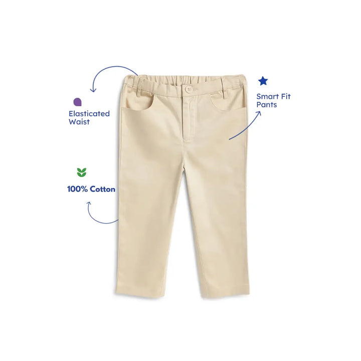 Tiber Taber 100% Cotton Woven Classic Formal Pant - Cream