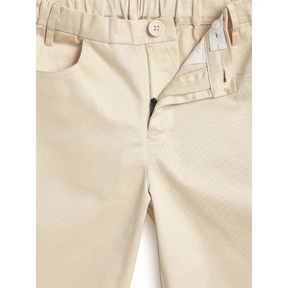 Tiber Taber 100% Cotton Woven Classic Formal Pant - Cream