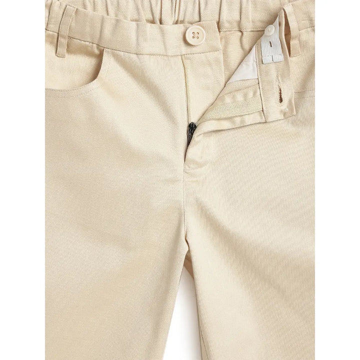 Tiber Taber 100% Cotton Woven Classic Formal Pant - Cream
