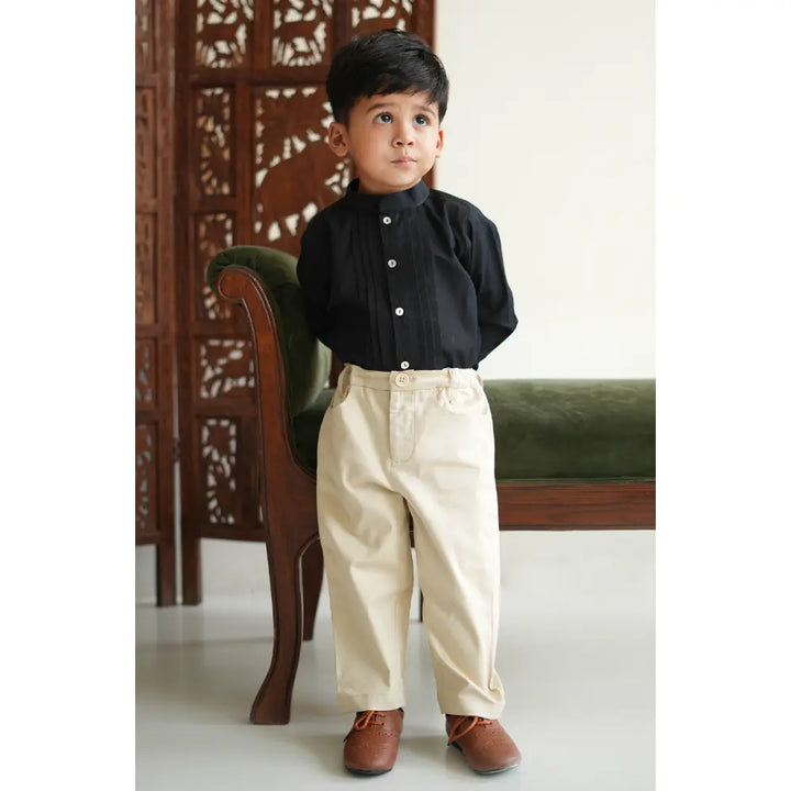 Tiber Taber 100% Cotton Woven Classic Formal Pant - Cream