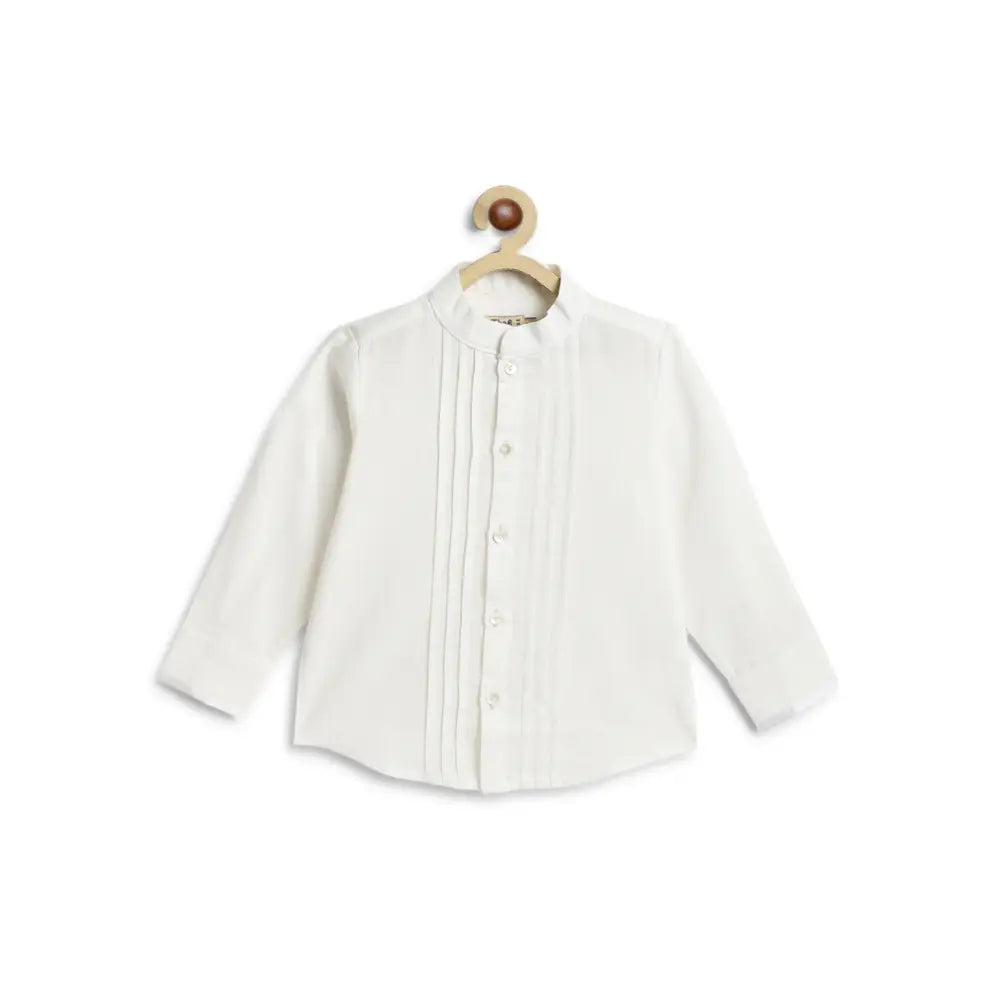 Tiber Taber 100% Cotton Woven Full Sleeves  Shirt - White