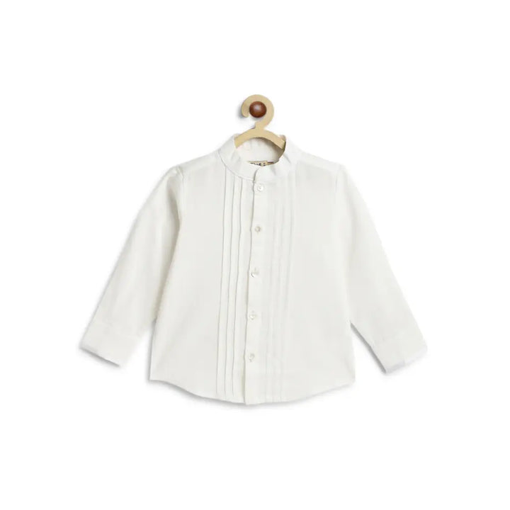Tiber Taber 100% Cotton Woven Full Sleeves  Shirt - White