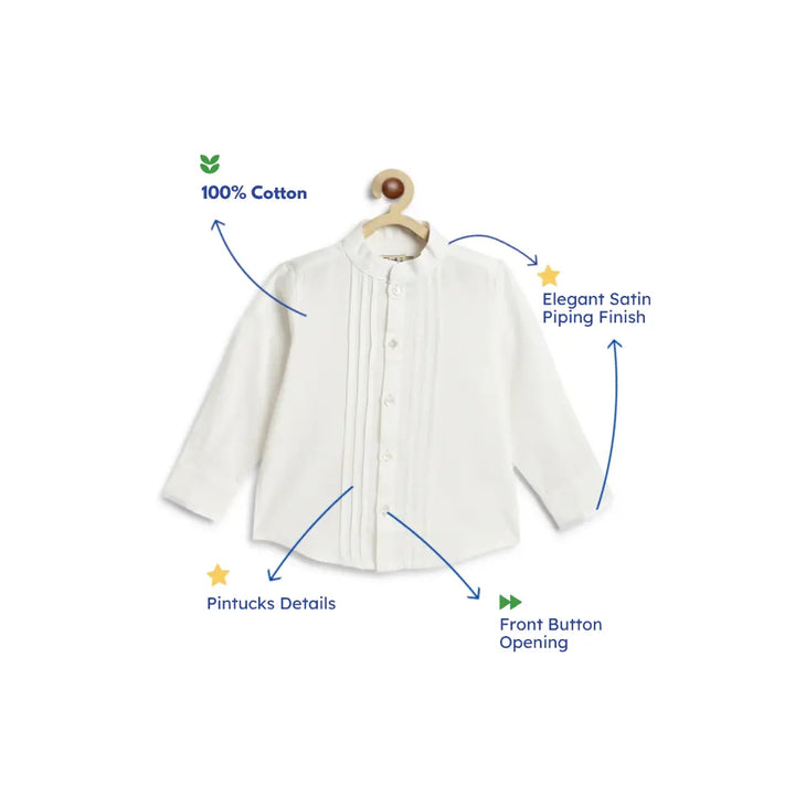 Tiber Taber 100% Cotton Woven Full Sleeves  Shirt - White
