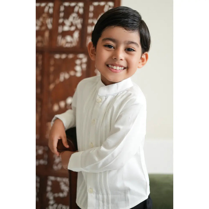 Tiber Taber 100% Cotton Woven Full Sleeves  Shirt - White