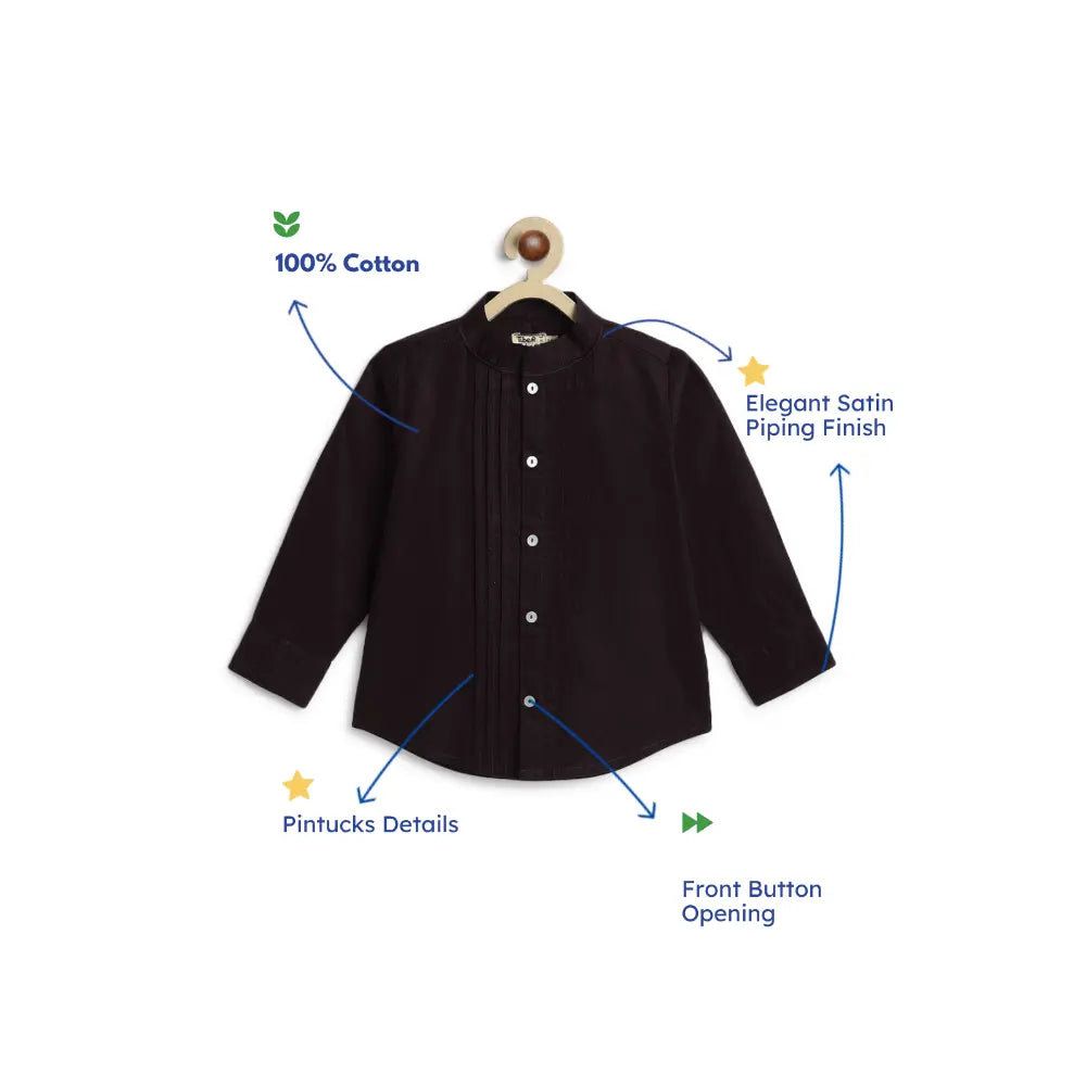 Tiber Taber 100% Cotton Woven Full Sleeves  Shirt - Black