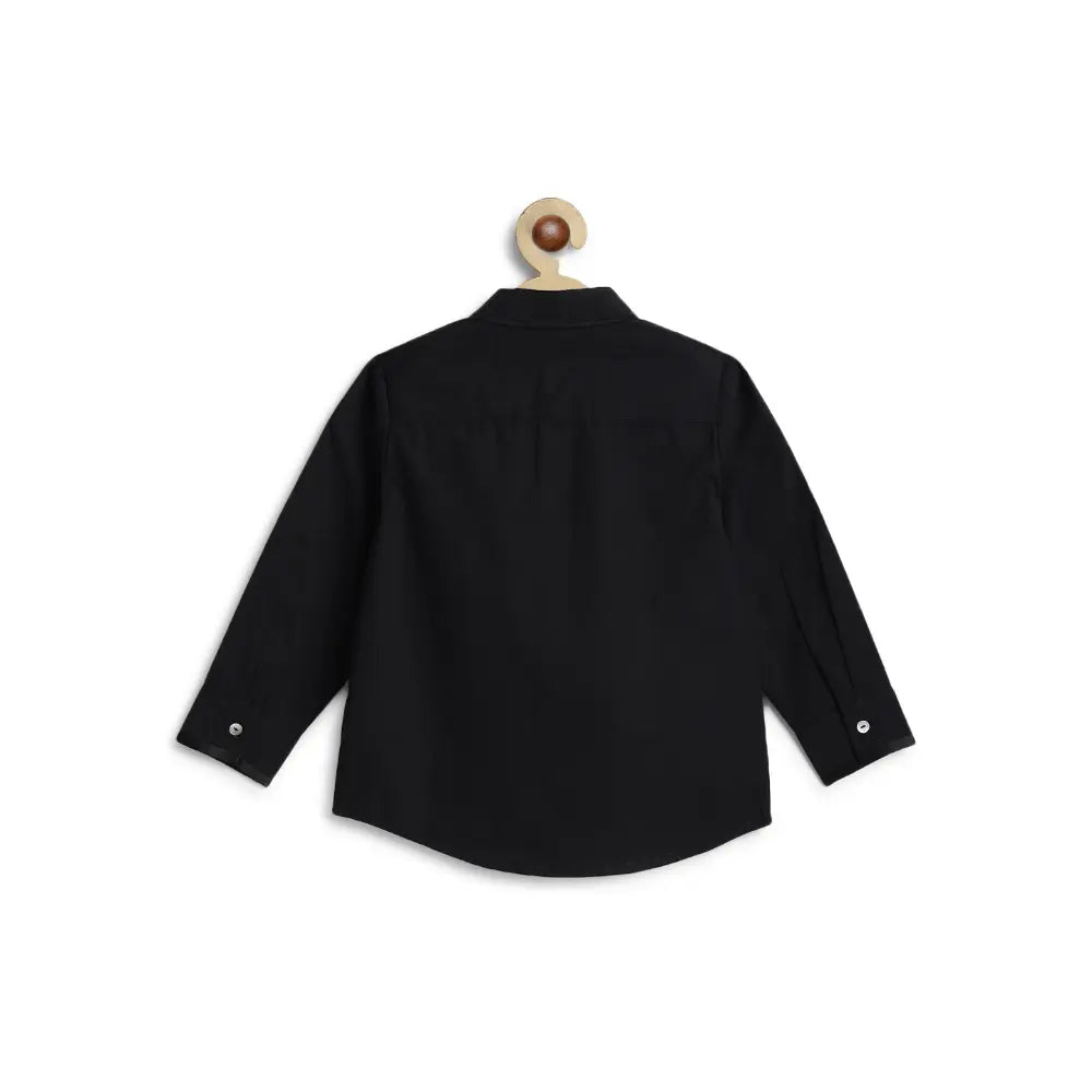 Tiber Taber 100% Cotton Woven Full Sleeves  Shirt - Black