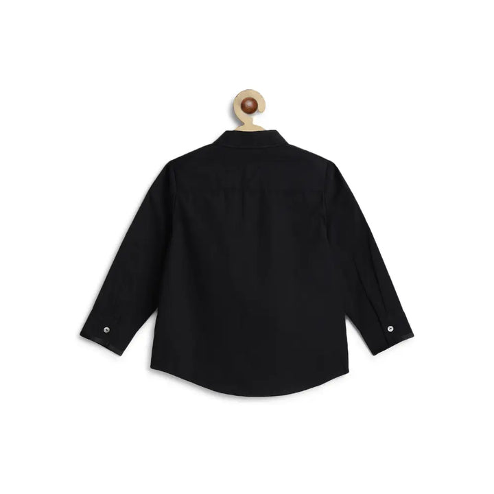 Tiber Taber 100% Cotton Woven Full Sleeves  Shirt - Black