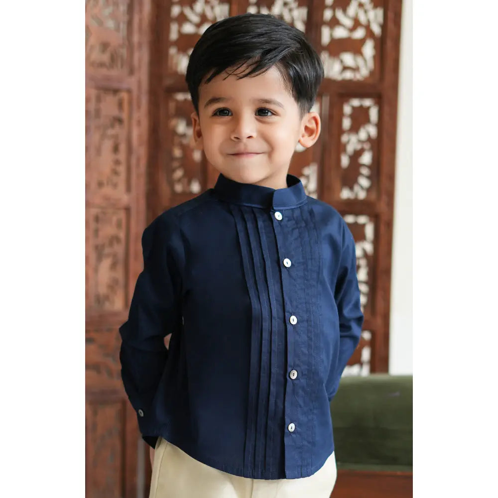 Tiber Taber 100% Cotton Woven Full Sleeves  Shirt - Blue