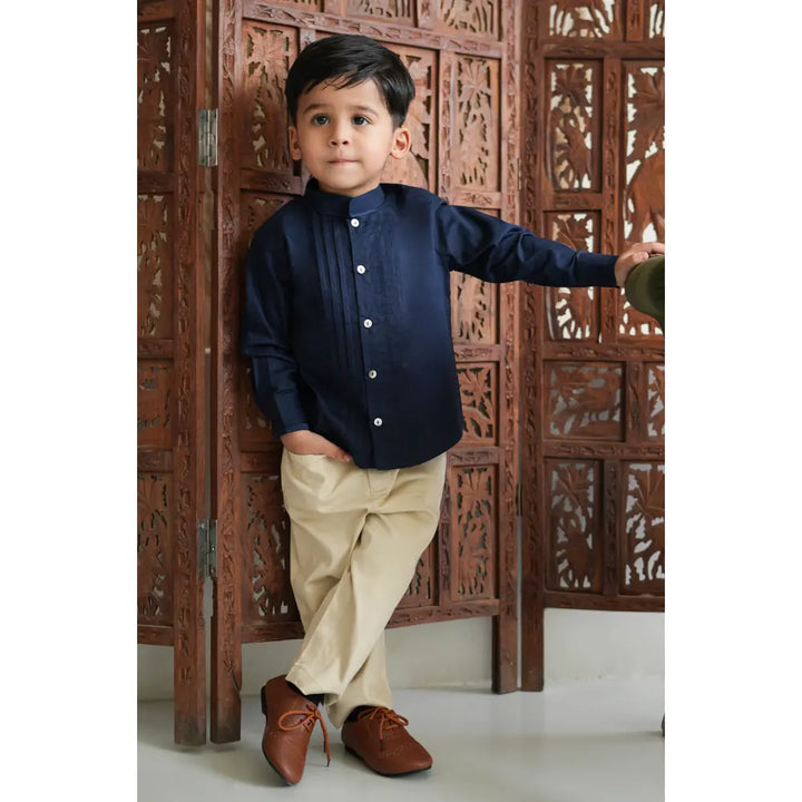 Tiber Taber 100% Cotton Woven Full Sleeves  Shirt - Blue