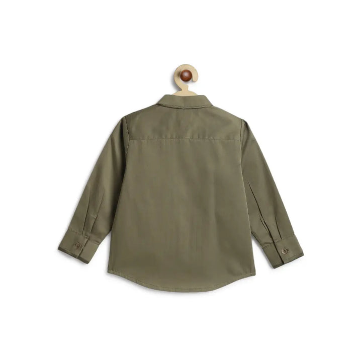 Tiber Taber 100% Cotton Woven Full Sleeves Shirt - Olive